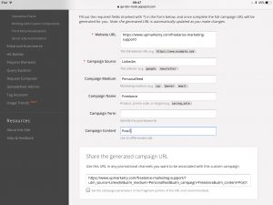 Screenshot of Google's UTM builder