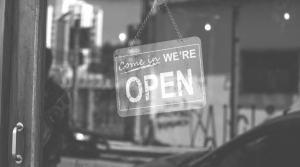 open sign in shop window