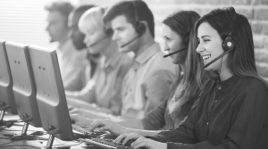 line of people in call centre